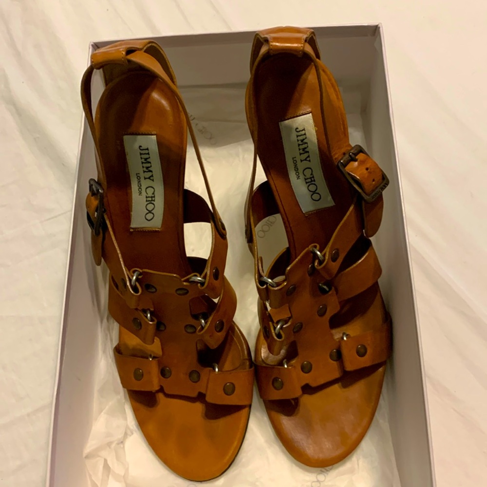 Jimmy Choi; tan; size 39 1/2